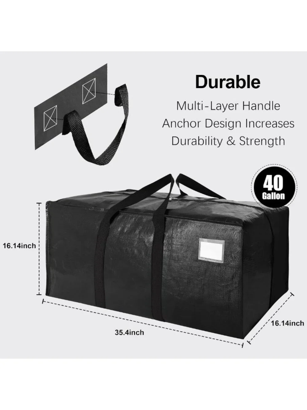 Extra Large Heavy Duty Moving Bags with Backpack Straps - 6 Pack Storage Totes